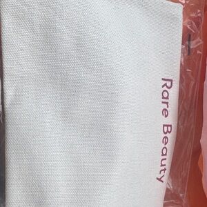 Rare Beauty White Canvas Pouch with Logo salena Gomez new